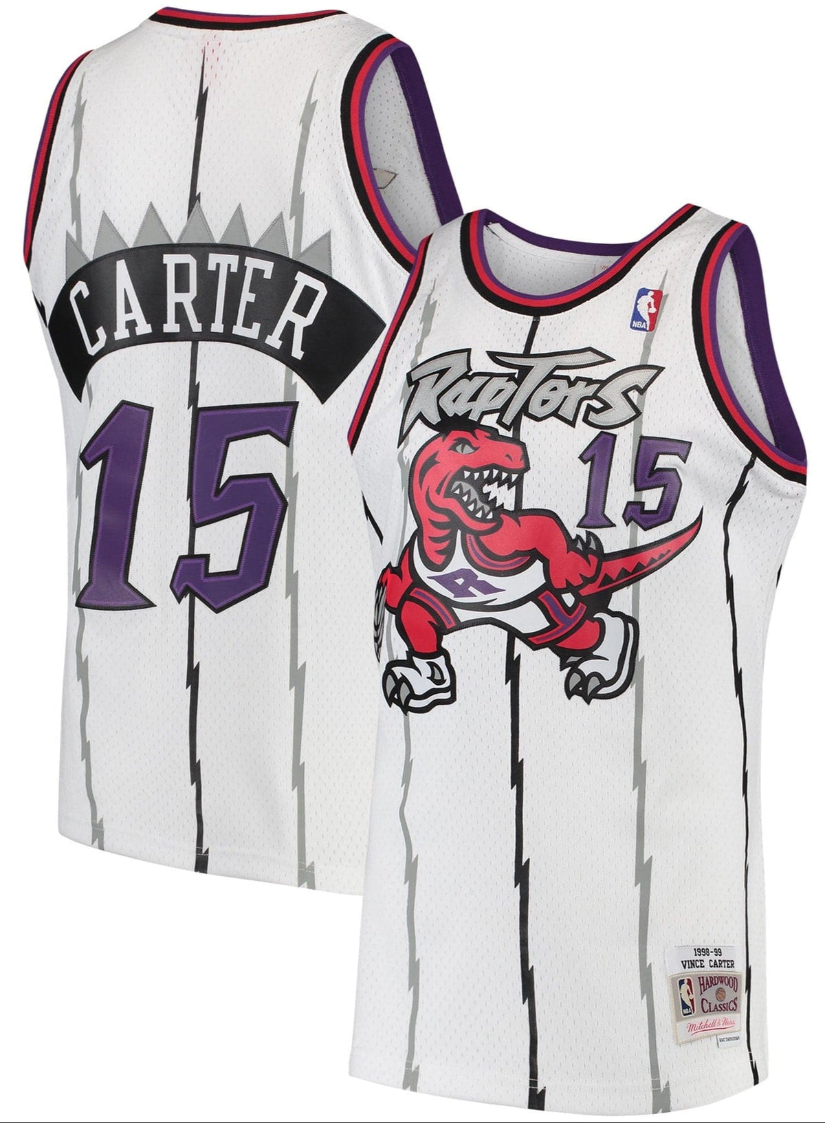 Men's Mitchell & Ness Vince Carter Toronto Raptors White 1997-98 Hardwood Classics Swingman Jersey