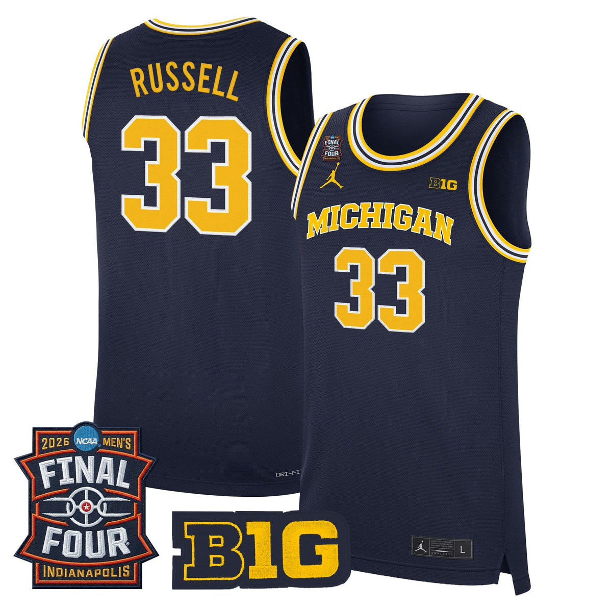Men's Michigan Wolverines 2026 Final Four Patch Basketball Jersey - All Stitched