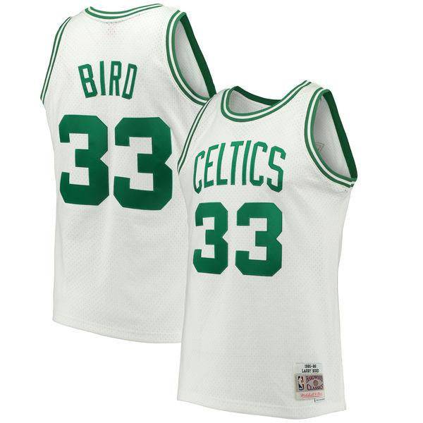 Men’s Larry Bird Boston Celtics 1985-86 White Swingman Replica Jersey By Mitchell & Ness