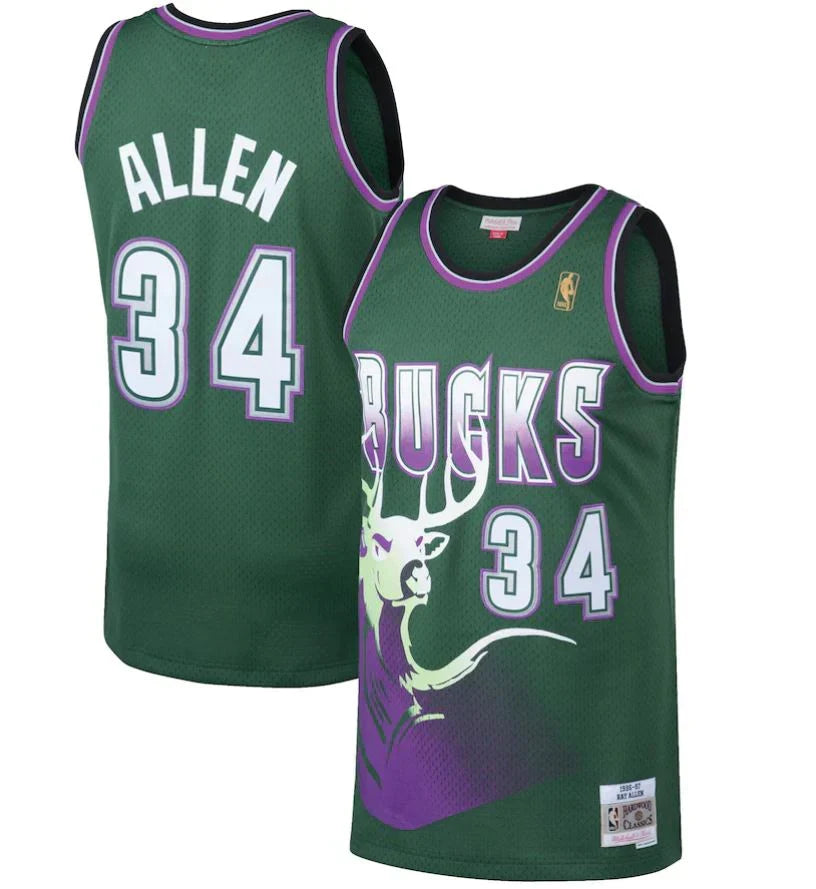 Ray Allen Milwaukee Bucks 1996/97 Hardwood Classics Jersey - Green