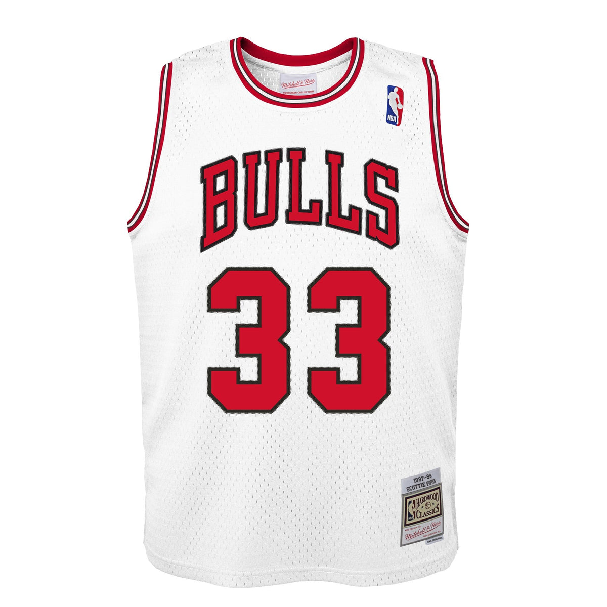 Youth Chicago Bulls Scottie Pippen Mitchell & Ness White Hardwood Classics Swingman Jersey