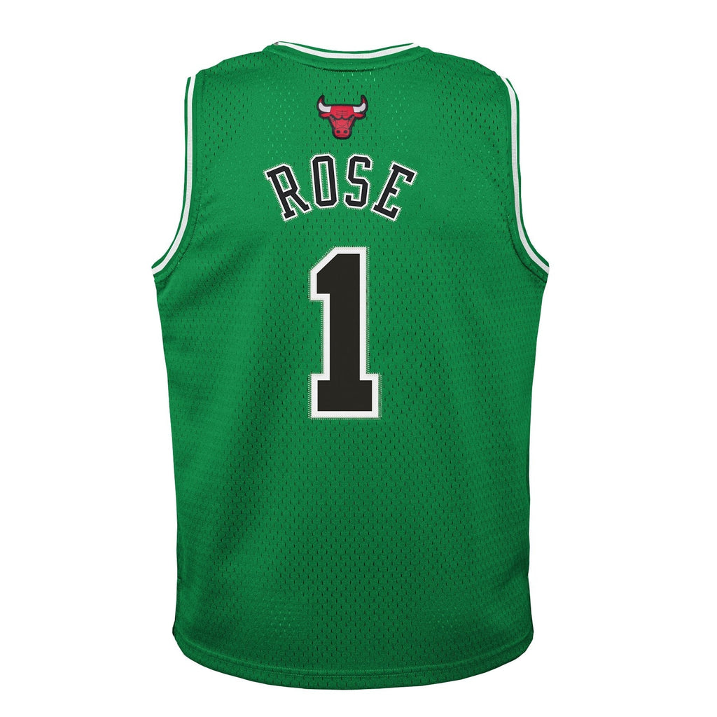 Youth Chicago Bulls Derrick Rose Mitchell & Ness Kelly Green St. Patricks Day Hardwood Classics Swingman Jersey