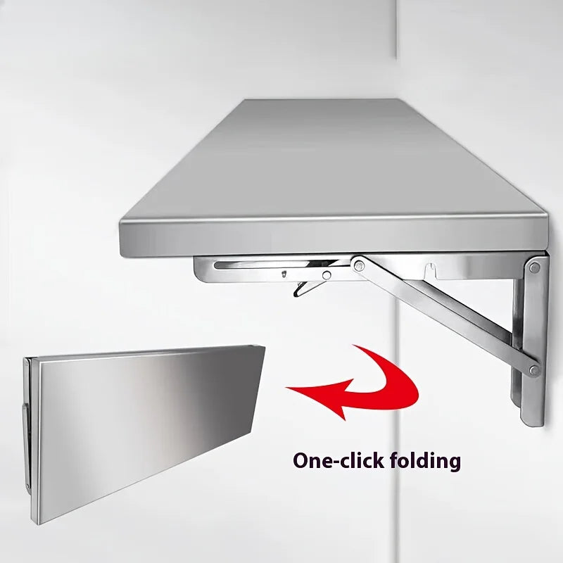 Stainless Steel Wall-Mounted Shelf - Foldable Space-Saving Design, Rust-Resistant & Easy To Clean, 4-Tier Kitchen Storage Rack