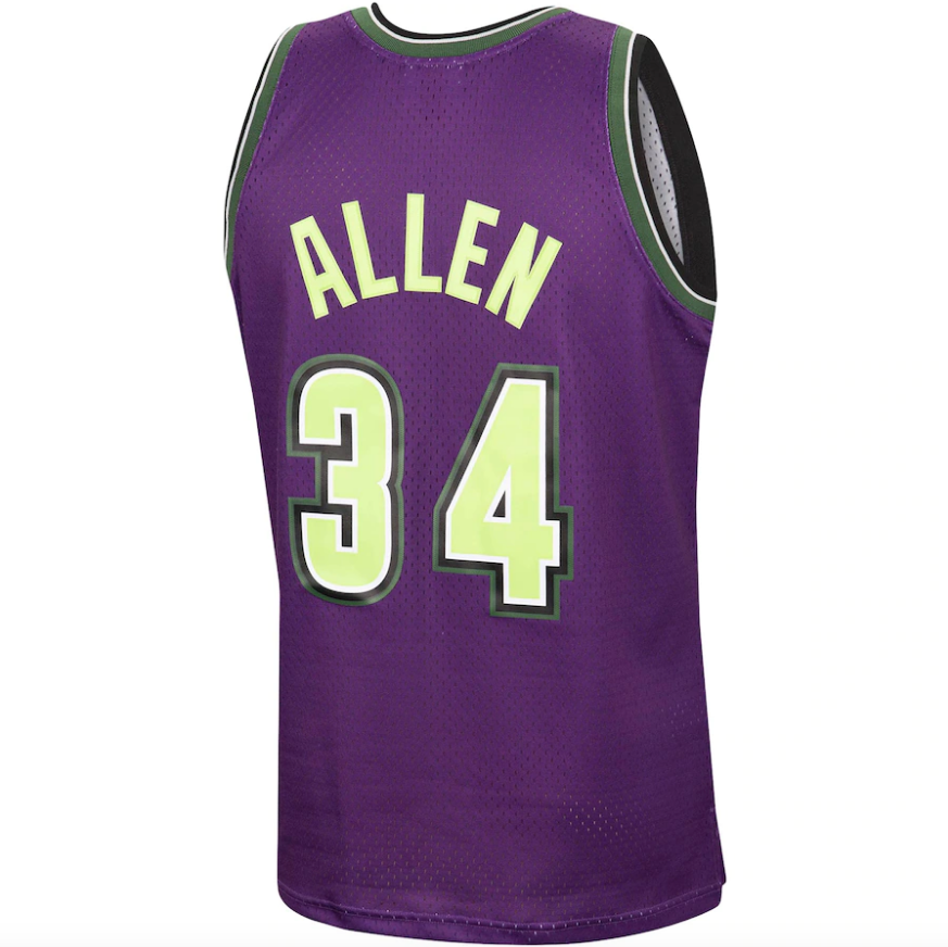 Men's Ray Allen Milwaukee Bucks Mitchell & Ness 1996-97 Hardwood Classics Reload Swingman Jersey - Purple