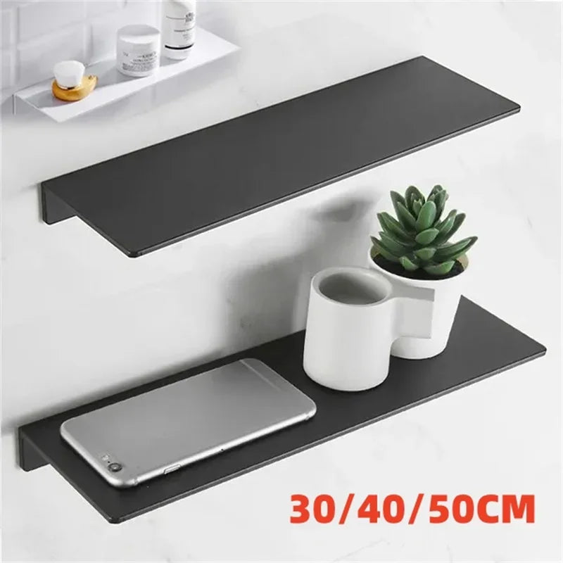 30/40/50CM Floating Shelf Wall Storage Shelves for Living Room Bathroom Kitchen Hanging Mounted White Black Bathroom Shelf