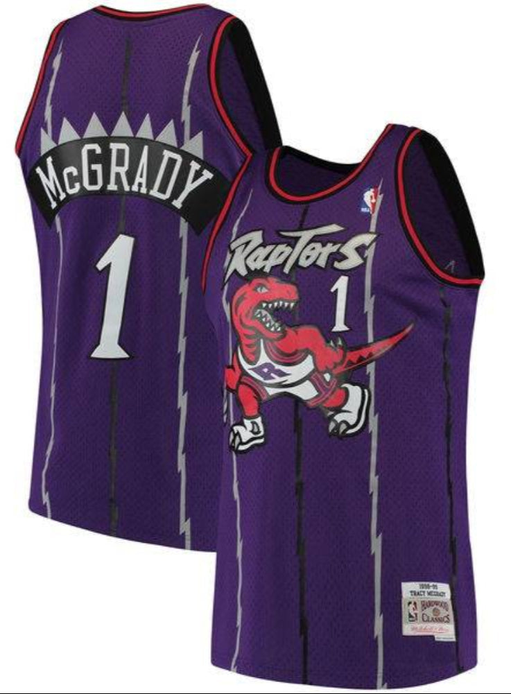 Men's Mitchell & Ness Tracy McGrady Toronto Raptors Purple 1998-99 Hardwood Classics Swingman Jersey