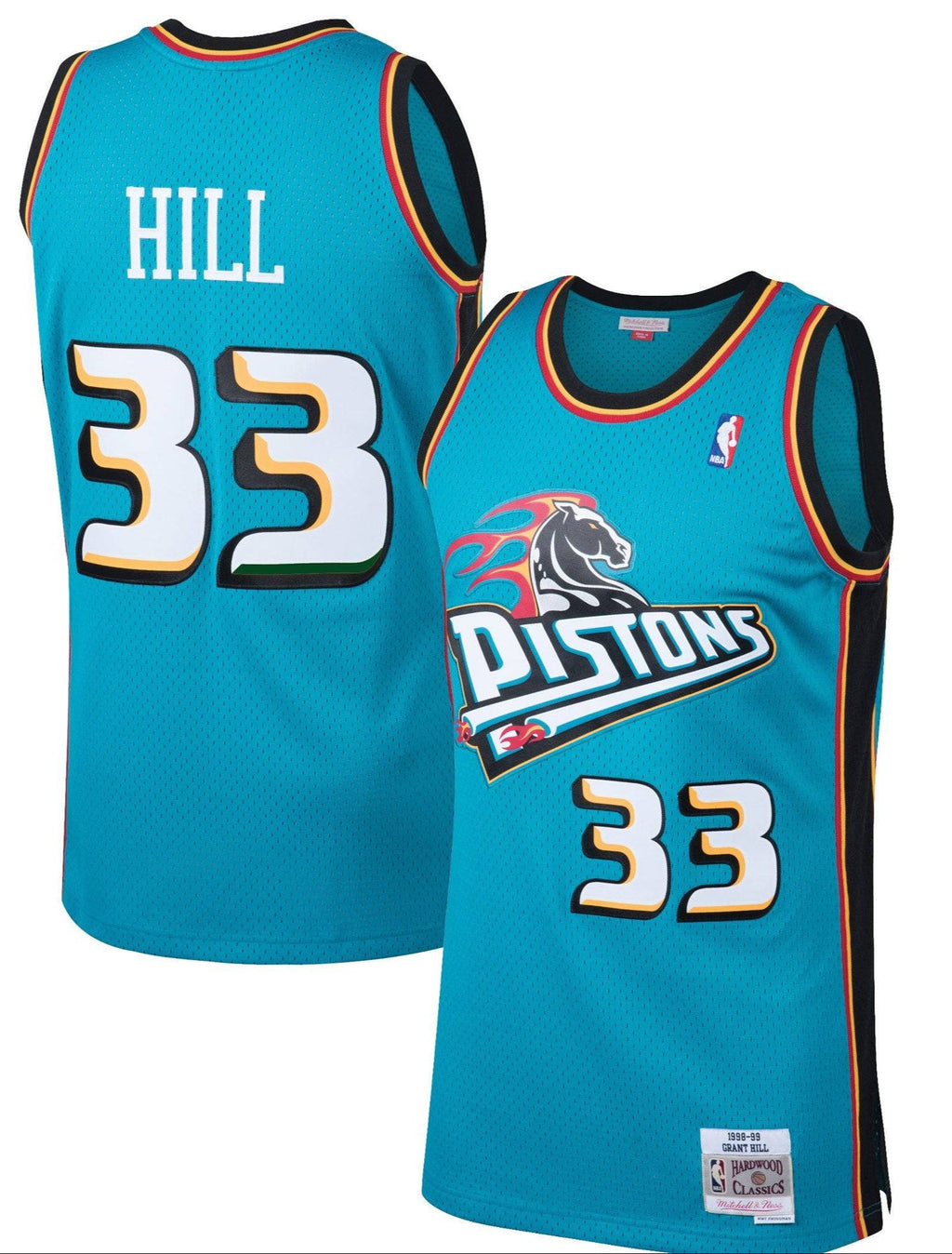 Men's Detroit Pistons Grant Hill Mitchell & Ness Teal 1998-99 Hardwood Classics Swingman Jersey
