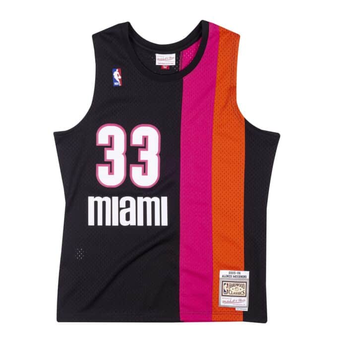 Men's Alonzo Mourning Miami Heat Mitchell & Ness NBA 2005-06 Black Alternate Throwback Swingman Jersey