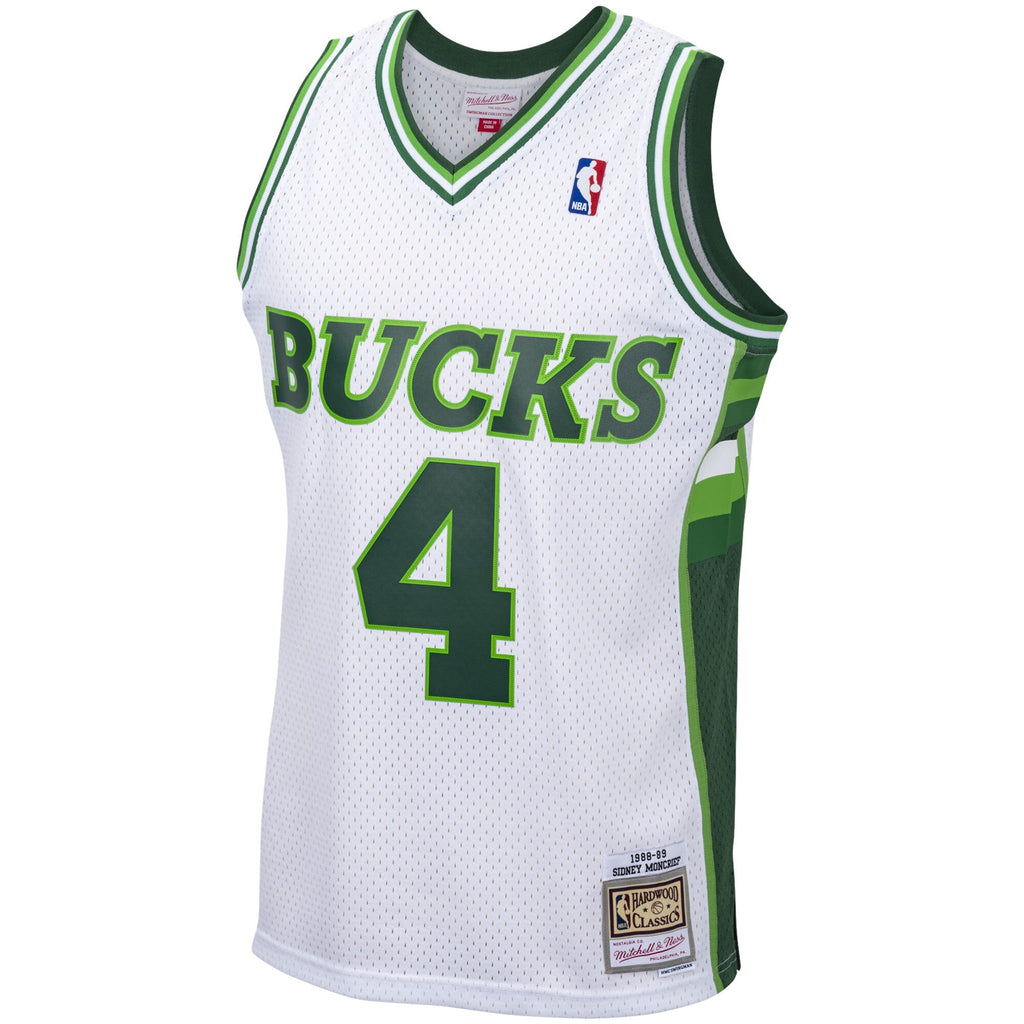 Men's Milwaukee Bucks Sidney Moncrief Mitchell & Ness White 1988-89 Hardwood Classics Swingman Jersey