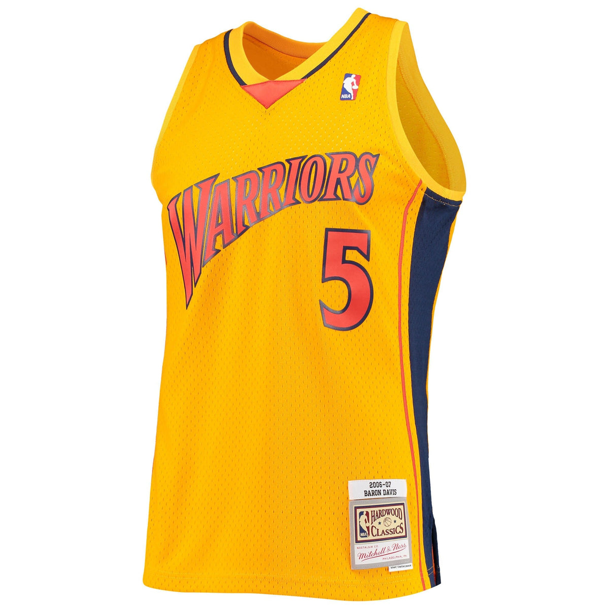 Men's Golden State Warriors Baron Davis Mitchell & Ness Gold Hardwood Classics Reload 2.0 Swingman Jersey