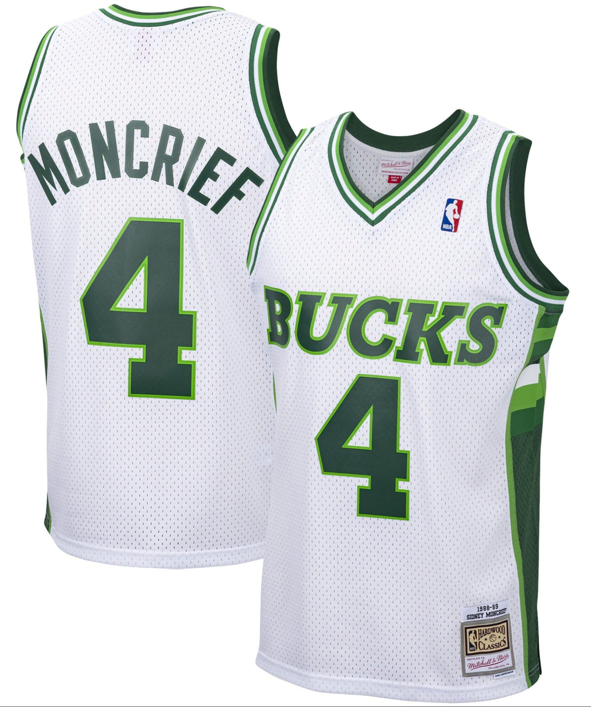 Men's Milwaukee Bucks Sidney Moncrief Mitchell & Ness White 1988-89 Hardwood Classics Swingman Jersey